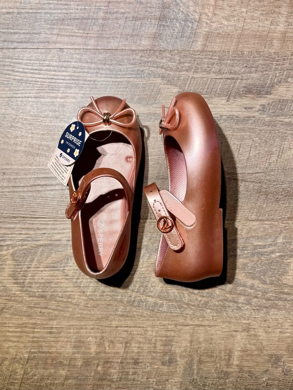 Sperry Rose Gold Mary Jane Ballet Flats with Bow